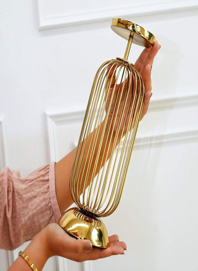 Behoma Metal Candle Holder Stand with Gold Finish | Decorative Pillar Candle Stand for Home, Living Room, Table Centerpiece, Modern Vintage Decor (12 Inch, Large, Candle is not Included) - Image 4